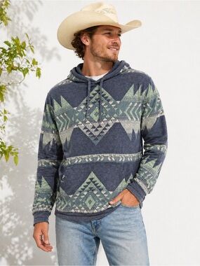 Southwestern Aztec Hoodie Mens‎ Small Kangaroo Pocket Western